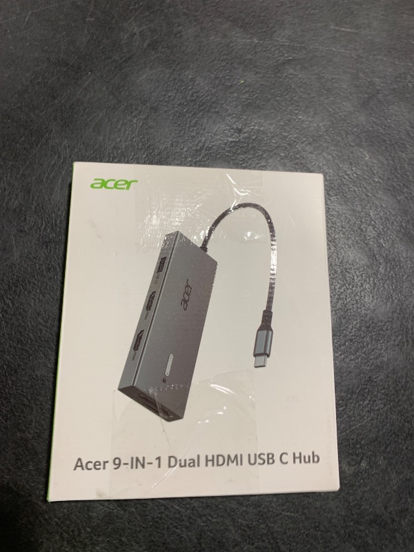 Photo 1 of Acer USB C Docking Station Dual Monitor with 2 HDMI, 9-in-1 Laptop Docking Station with 4K@60Hz HDMI, USB A&C 3.0, SD/Micro SD, 100W PD, USB C Dock Compatible with Acer/Dell XPS/HP/Mac/Surface etc