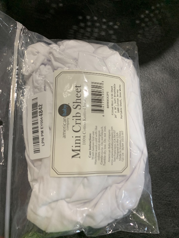 Photo 1 of American Baby Company 100% Natural Cotton Fitted Mini Crib Sheet 38" x 24" - Soft & Breathable Small Nesting Portable Crib Sheet, Fits Pack N Play Mattresses, Snow White, for Boys & Girls