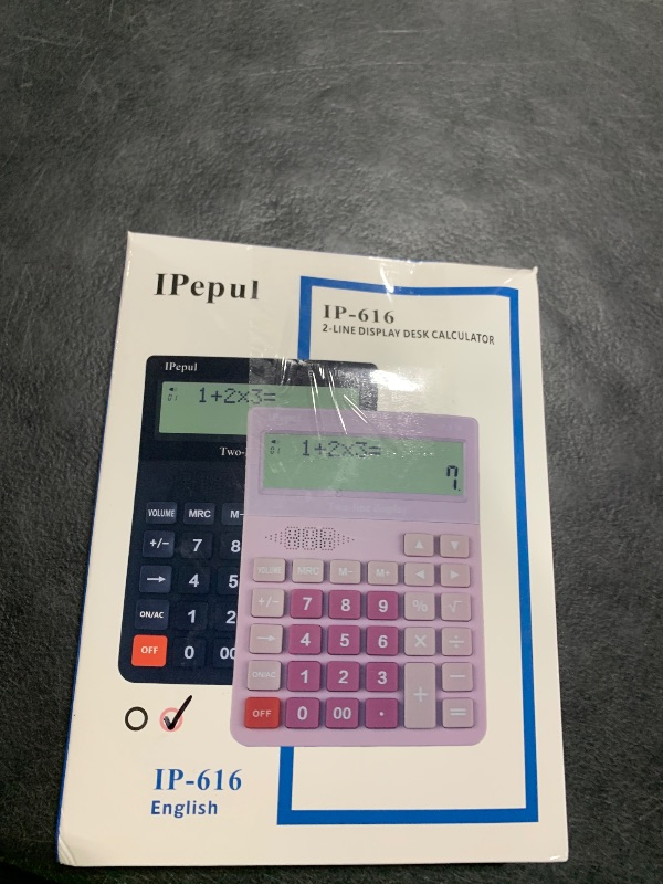 Photo 1 of Calculators Desktop, Desk Calculator with Large 2 Line Display, Talking Basic Calculator with big Button & Adjustable Volume, 4 Function Calculators for Business, Students,School Office Supplies(Pink)