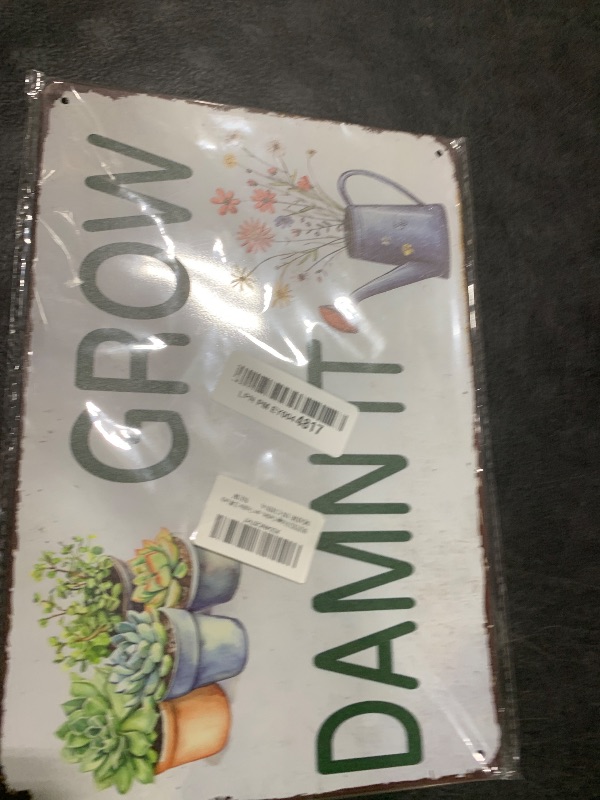 Photo 1 of WIZYXQ Vintage Garden Sign Grow Metal Tin Sign Flower Sign
