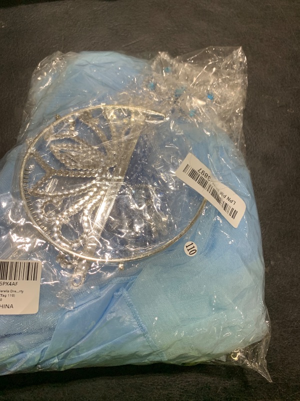 Photo 1 of Luzlen Cinderella Costume for Girls Kids Blue Princess Dress with Accessories Halloween Birthday Party Outfits, 3-4T(Tag 110)