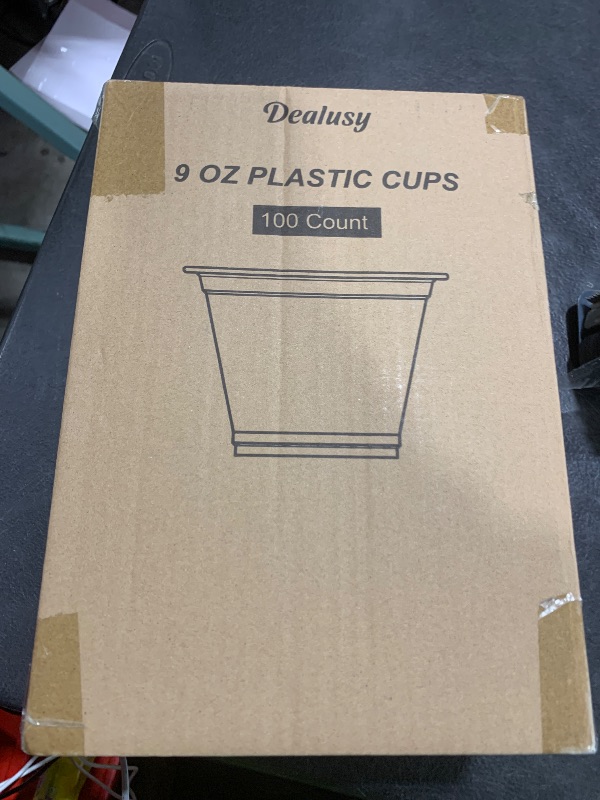 Photo 1 of Dealusy 100 Pack 9 oz Clear Plastic Cups, Sturdy & Food Safe Disposable Plastic Cups for Wine Cocktail Punch