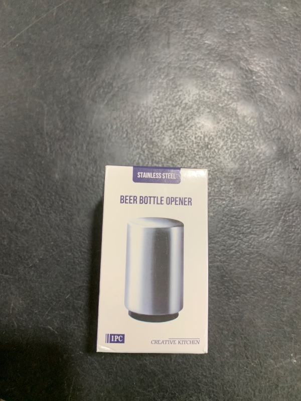 Photo 1 of Premium Automatic Beer Bottle Opener (Stainless Steel), No Damage to Caps, Portable Push Down and Pop Off Magnetic Cap Catcher, QUICK Fun Bartender Openning Tool for Corkscrew Lid Home Bars Kitchen
