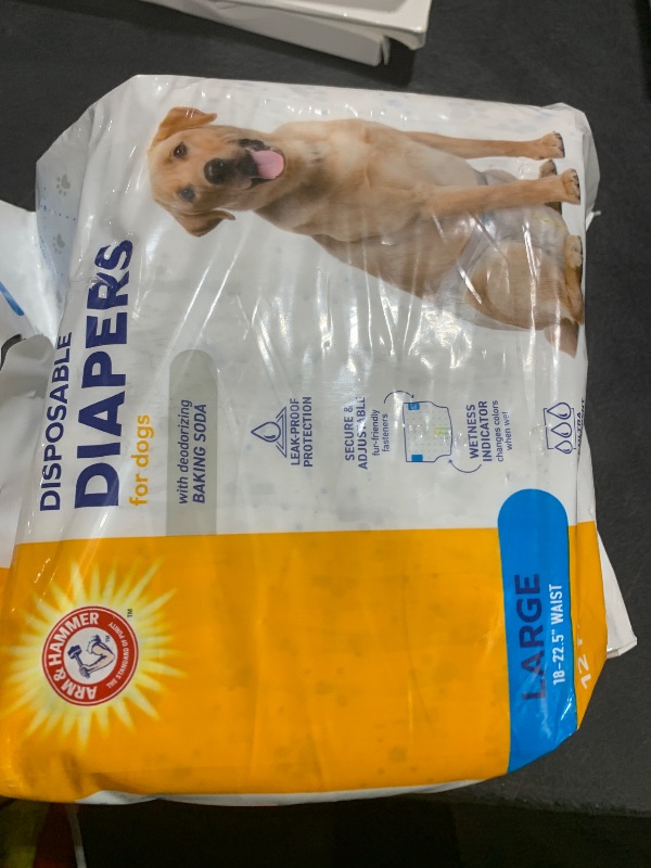 Photo 1 of Arm & Hammer for Pets Female Dog Diapers, Size Large, 12 Count | Ultra-Absorbent, Adjustable Girl Dog Diapers with Leak-Proof Protection and Wetness Indicator