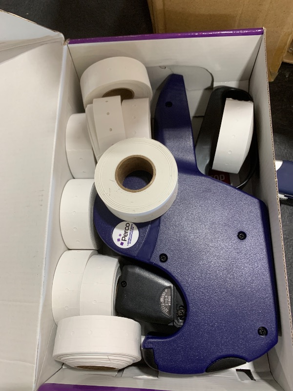 Photo 1 of Perco Pro 1 Line Date Label Gun Kit, Includes 8 Digits Date Gun Labeler, 10,000 Plain White Labels, and Preloaded Inker