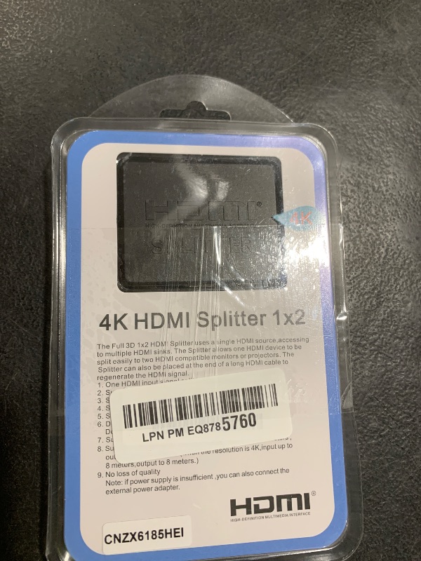 Photo 1 of HDMI Splitter 1 in 2 Out, 4K HDMI Splitter Not for Extended Display (Mirror Only/Copy Mode),Sends Same Content to 2 Screens(Need Power 5V 1A), Works with Laptop,TV,Monitor(Hdmi Cable Not Included)