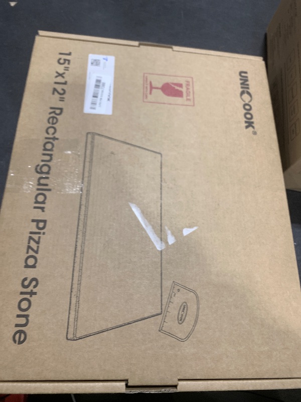 Photo 1 of Unicook Pizza Stone, Heavy Duty Cordierite Pizza Pan for Oven and Grill, Thermal Shock Resistant Baking Stone for Bread, 15 X 12 Inch Rectangular, 6.8 lbs
