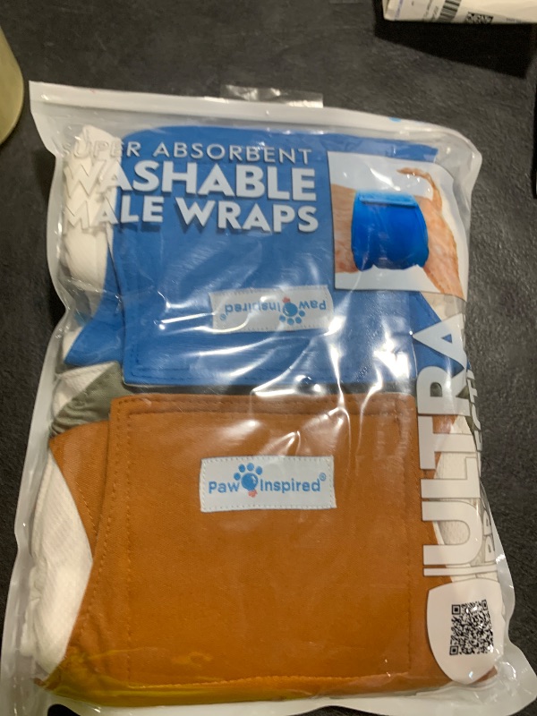 Photo 1 of Paw Inspired 3ct Male Dog Wraps Washable, Belly Band for Dogs | Washable Dog Diapers, Reusable Male Dog Diapers for Marking (Medium (3 ct.), Assorted (White Lining))