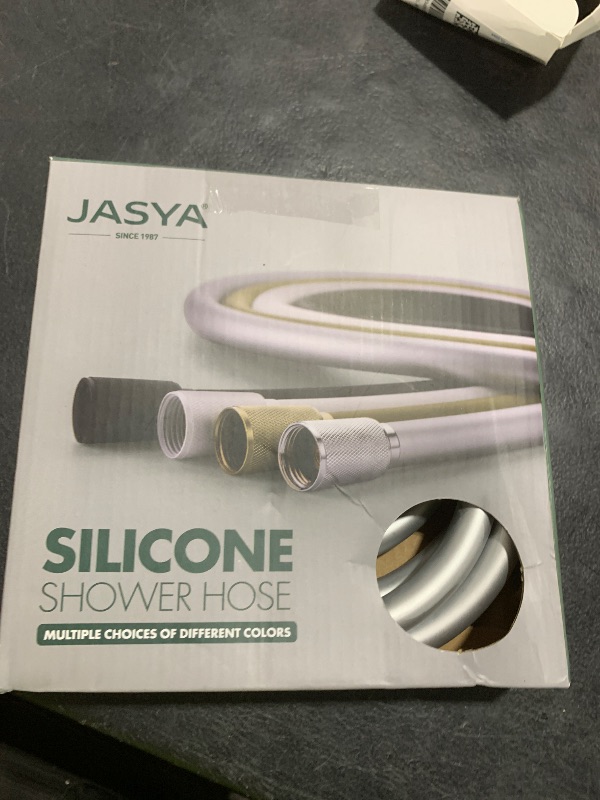 Photo 1 of Jasya Silicone Shower Hose Extra Long,Explosion Proof Anti Winding Showerhead Hose,Used In Showerheads Spray Bidet Bathing Toilet Cleaning Flexible RV Shower Hoses Replacement (Silver, 79 In)