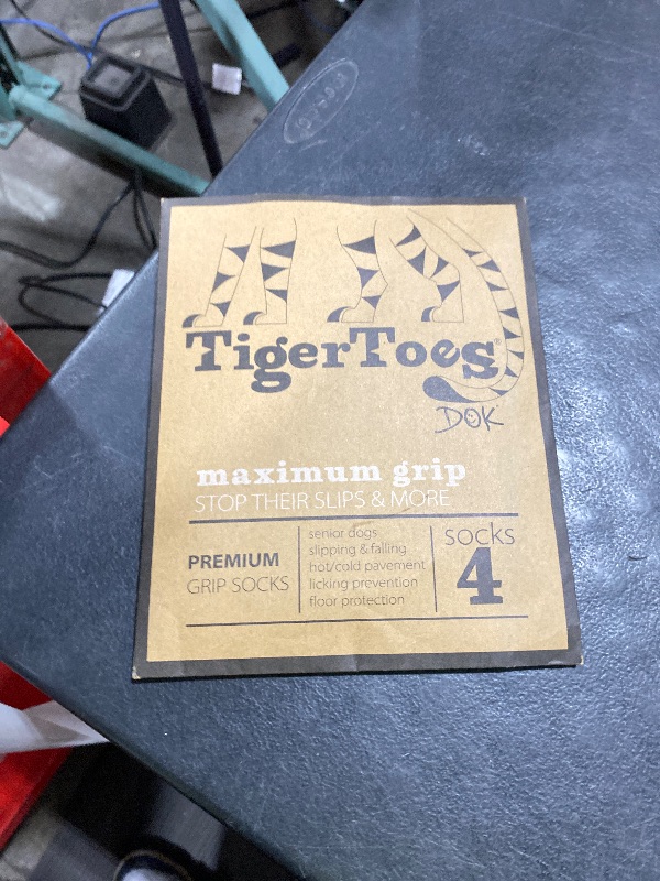 Photo 1 of DOK TigerToes Premium Non-Slip Dog Socks for Hardwood Floors - Extra-Thick Grip That Works Even When Twisted - Prevents Licking, Slipping, and Great for Dog Paw Protection (X-Large)