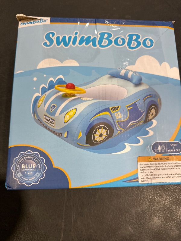 Photo 1 of Swimbobo Toddler Pool Float with Seat Boat Inflatable Ride-on Car for Kids Outdoor Toys(Blue Sport Car)