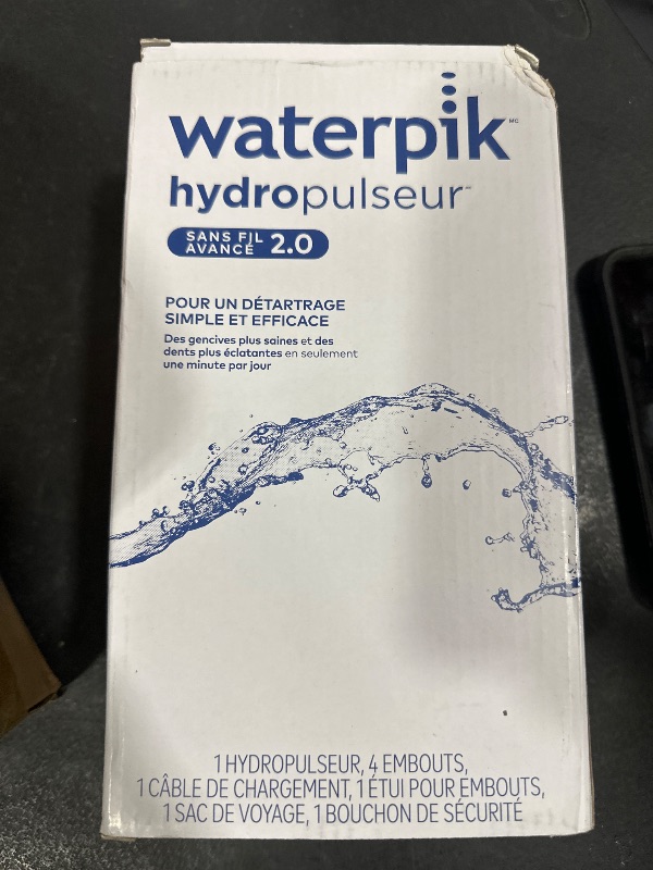 Photo 1 of Waterpik Cordless Advanced 2.0 Water Flosser For Teeth, Gums, Braces, Dental Care With Travel Bag and 4 Tips, ADA Accepted, Rechargeable, Portable, and Waterproof, White WP-580, Packaging May Vary