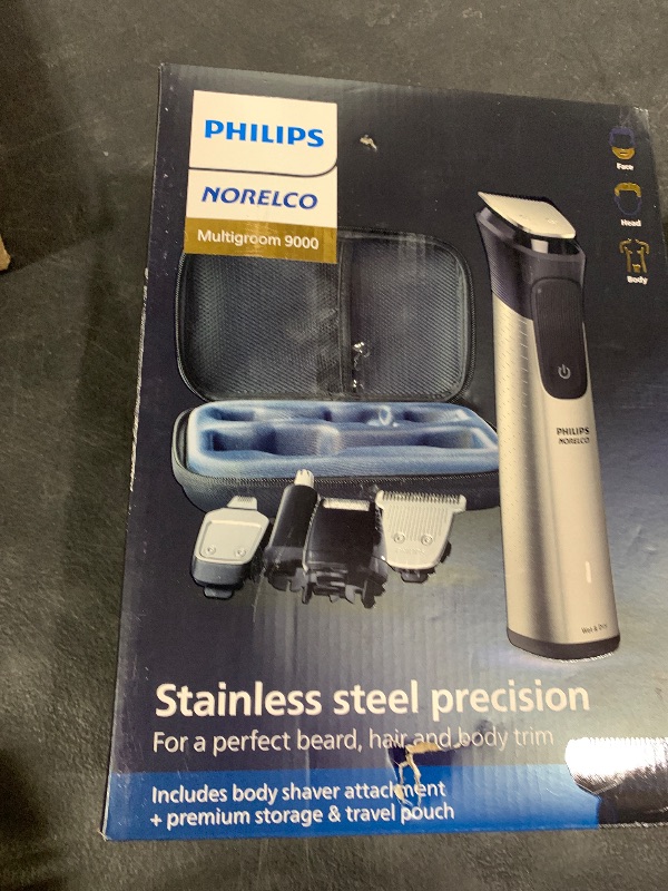 Photo 1 of Philips Norelco Multigroom Series 9000-21 Piece Men's Grooming Kit for Beard, Body, face, Nose, Ear Hair Trimmer w/Premium Storage case, MG9510/60