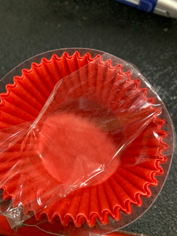 Photo 1 of Mombake Premium Red Greaseproof Cupcake Liners Muffin Paper Baking Cups Standard Size, 100-Count
