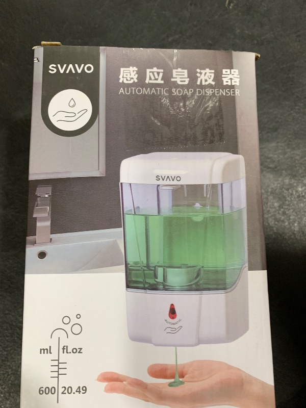 Photo 1 of SVAVO Automatic Soap Dispenser Touchless, 21oz/600ml Soap Dispenser Wall Mount, Liquid Soap Dispensers for Hand Soap Refill, Bathroom, Kitchen, Household, Commercial Place, ABS Plastic White