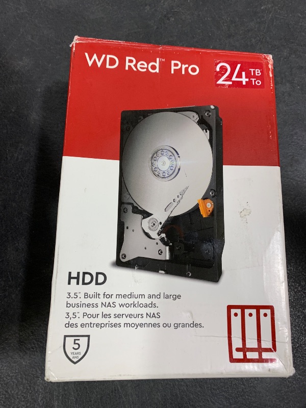 Photo 1 of Western Digital 24TB WD Red Pro NAS Internal Hard Drive HDD - 7200 RPM, SATA 6 Gb/s, CMR, 512 MB Cache, 3.5" - WD240KFGX