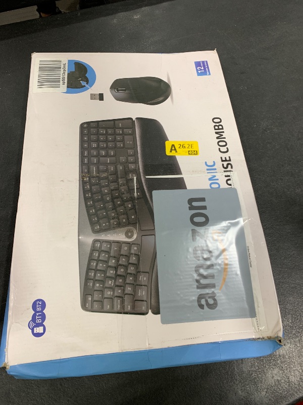Photo 1 of Ergonomic Wireless Keyboard and Mouse, MK835 Ergo Bluetooth/2.4G Split Design Keyboard Mouse Combo with Cushioned Palm Rest, Multi-Device, Wave Keys, Rechargeable, for Windows/Mac/Android