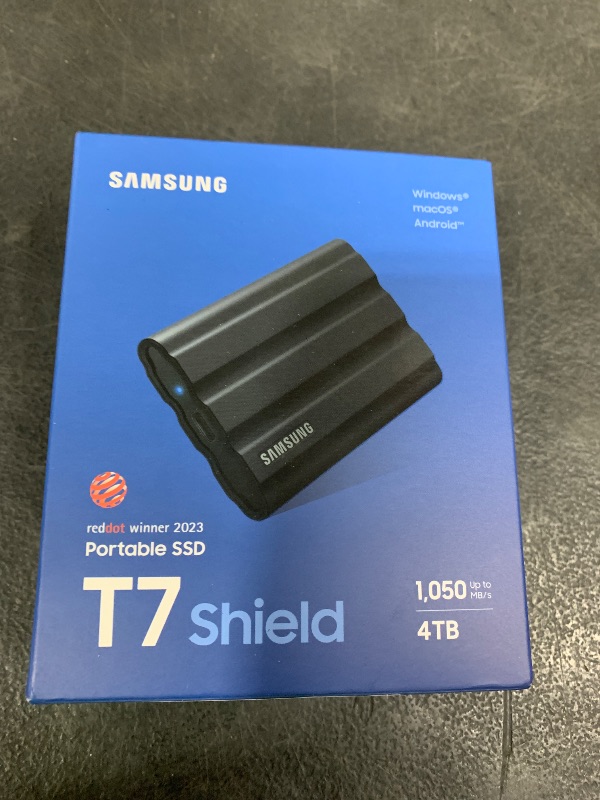 Photo 1 of SAMSUNG T7 Shield 4TB Portable SSD - 1050MB/s, Rugged, Water & Dust Resistant, for Content Creators - Black
