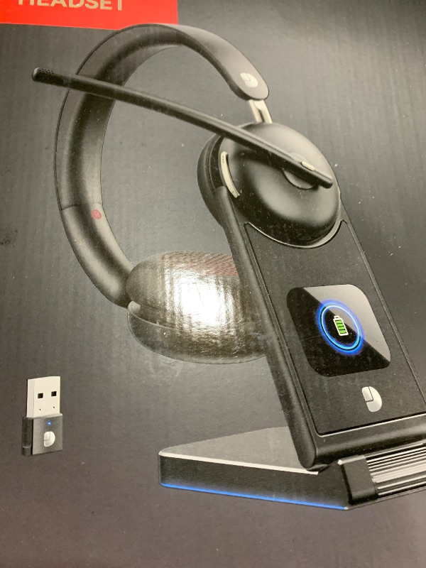 Photo 1 of Dytole Wireless Headset with Mic for Work-Bluetooth 5.3 Headset with Noise Cancelling, Wireless Headsets with 65Hrs Battery & 10Min Fast Charge, Smart Dock with Digital Display for PC/Computer/Teams