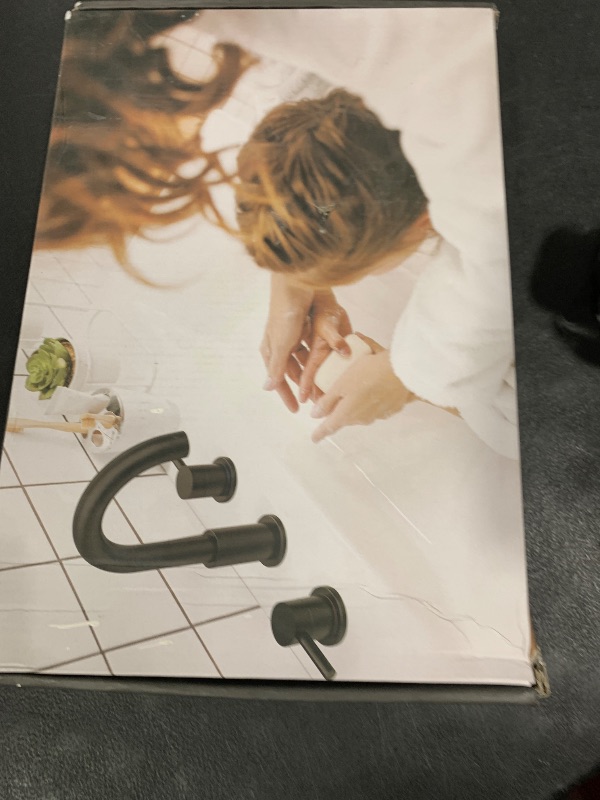 Photo 1 of FGKQ Bathroom Faucet for Sink 3 Hole Brushed Glod, Bathroom Sink Faucet with Pop Up Drain, 8 Inch Widespread Vanity 3 Hole, 360° Swivel Two Handle with Supply Lines