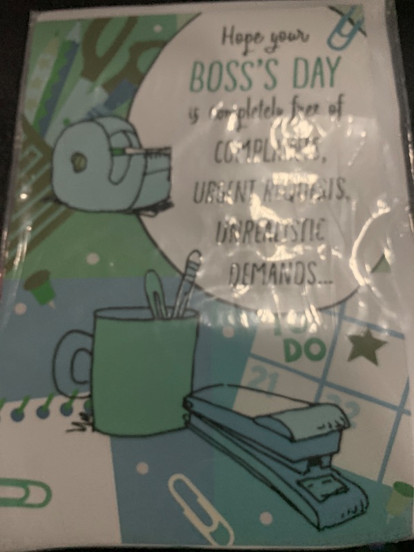 Photo 1 of Greeting Card Hope Your Boss's Day is Completely Free of Complaints, Urgent Requests, Unrealistic Demands ... Funny