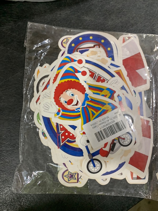 Photo 1 of ALIBBON 40 Pieces Carnival Cutouts 10 Styles Circus Theme Birthday Party Supplies Clown Carousel Ferris Wheel Cut-Outs for Carnival Theme Party Favors Bulletin Board Decorations