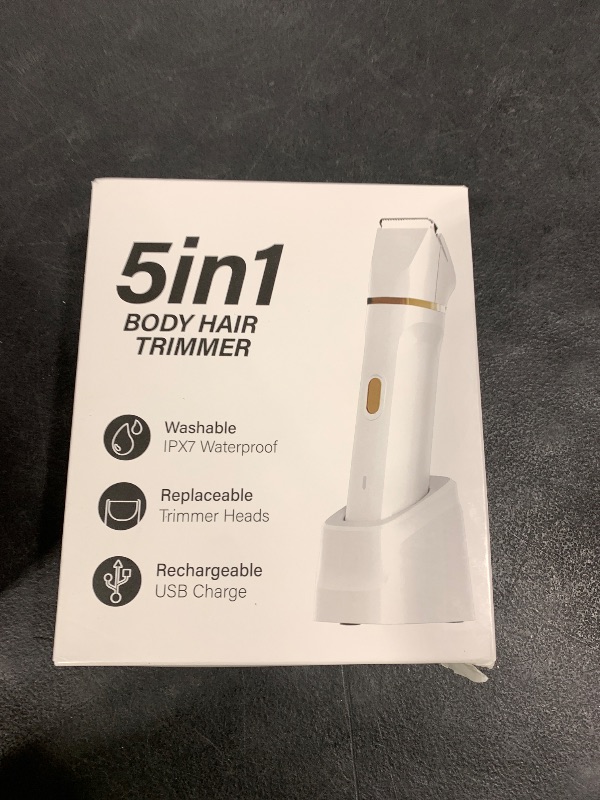 Photo 1 of HOHOLE 5-in-1 Bikini Trimmer for Women, IPX7 Waterproof Electric Razors Shaver, Cordless Body Hair Trimmer, Facial & Pubic Hair Removal, Ceramic Blade (White)