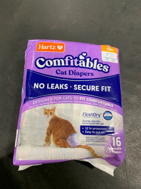 Photo 1 of Hartz Comfitables Cat Diapers, Size S 16 Count, Comfortable & Secure Fit, Easy to Put On