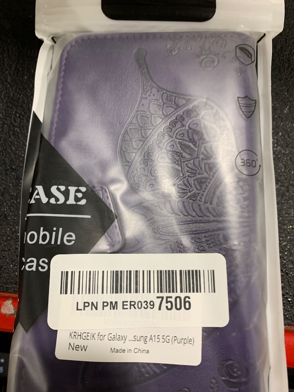 Photo 1 of KRHGEIK for Galaxy A15 5G Phone Case Wallet,Women Butterfly Embossed Flip PU Leather with Credit Card Holders Kickstand Wrist Strap Purse Cover for Samsung A15 5G (Purple)