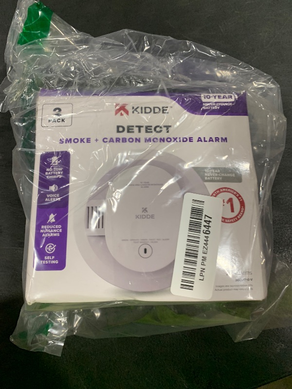 Photo 1 of Kidde  & Carbon Monoxide Detector, 10-Year Battery Powered, Voice Alerts, LED Warning Light Indicators, 2 Pack