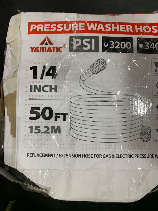 Photo 1 of YAMATIC Pressure Washer Hose 50FT 1/4" M22 Brass Fitting Kink Resistant Power Washer Hose Replacement for Ryobi, Troy Bilt, Greenworks, CRAFTSMAN and more M22 Thread Pressure Washers, 3200 PSI