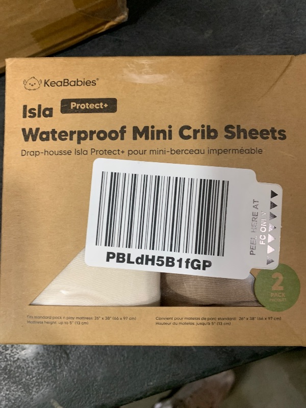 Photo 1 of 2-Pack Waterproof Pack and Play Sheets, Mini Crib Sheets Fitted for Boy, Girl - 38 x 26 Viscose from Bamboo Pack N Play Mattress Sheets for Graco, Toddler Playard Baby Crib Sheets Neutral (Latte)