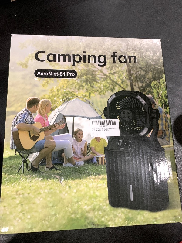 Photo 1 of Portable Misting Fan 42800mAH Rechargeable with Remote Control, 6L Bucket Camping Fan with LED Lights & Stepless Speed Control & Cooling Mist, Portable Handle & Rotate Hook, Timer Function