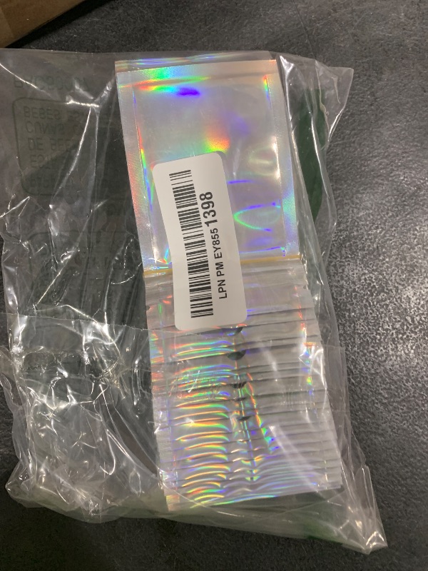 Photo 1 of Jetmore 100 Pcs Smell Proof Bag, Zip Lock Mylar Bags with Clear Window, Resealable Holographic Bag for Gift, Jewelry, Snack, Candy, Treat, Small Business Packaging Bags, Small Goody Baggies (4x6in)