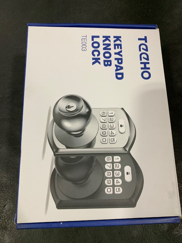 Photo 1 of TEEHO Keyless Entry Keypad Door Lock with Handle, Electronic Digital Smart Locks for Front Door, Easy to Install Keypad Deadbolt with Code for Bedroom, Anti-Peeping Password - Nickel