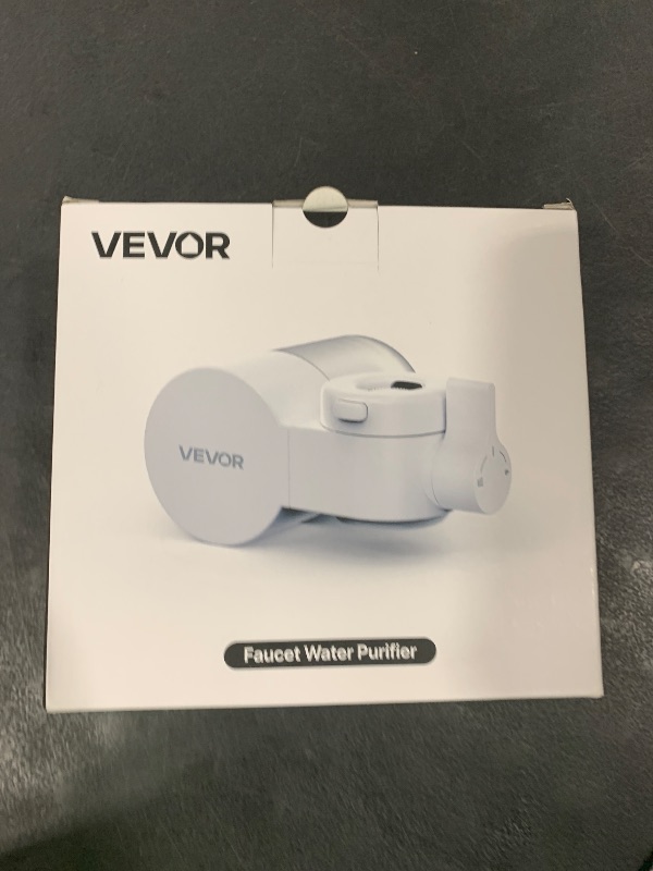 Photo 1 of VEVOR Faucet Mount Water Filter, Horizontal Water Purifier for Sink Tap, Carbon Fiber Filters, Removes Chlorine Lead with 1 Filter, Fits Most Kitchen or Bathroom Faucets, White