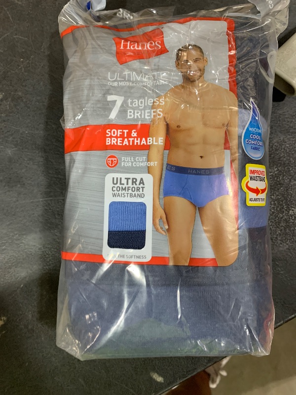 Photo 1 of Hanes Ultimate Men's Briefs, Soft Moisture Wicking Underwear, Tagless, 7-Pack, Blue-7 Pack, Large