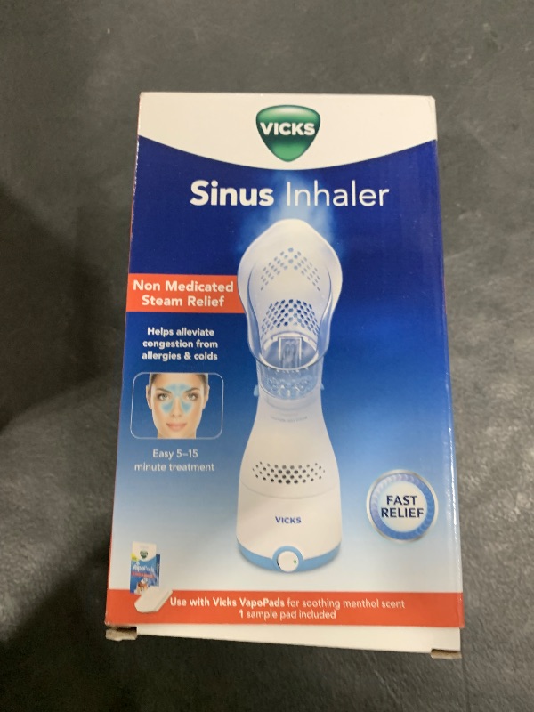 Photo 1 of Vicks Sinus Inhaler - Non-Medicated Steam Relief for Allergies, Congestion, Cough & Colds, Vocal Steamer, Soothes Nasal & Throat Passages, Works with VapoPads (1 Included)