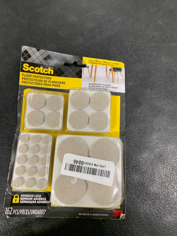 Photo 1 of Scotch Felt Pads 162 PCS Beige, Felt Furniture Pads for Protecting Hardwood Floors, Round, Assorted Sizes Value Pack, Self-Stick design, Protecting from nicks, dents and scratches (SP845-NA)