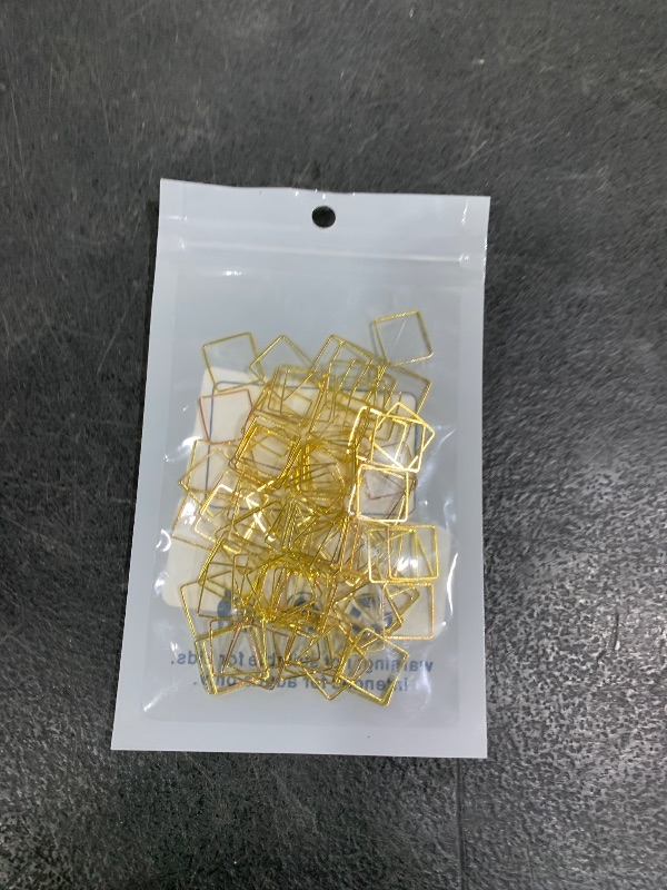 Photo 1 of Craftdady 100Pcs Golden Square Linking Rings Brass Hollow Geometric Frames Open Bezel Charms for DIY Crafts Jewelry Making 12x12mm