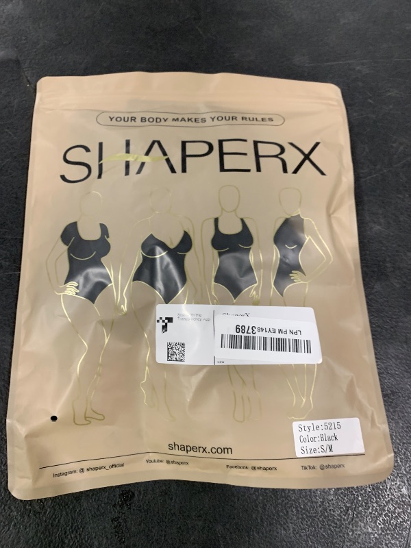 Photo 1 of SHAPERX Women's Shapewear Bodysuit Tummy Control Body Shaper Seamless Sculpting Snatched Waist Body Suit,SZ5215-Black-S/M(One piece)