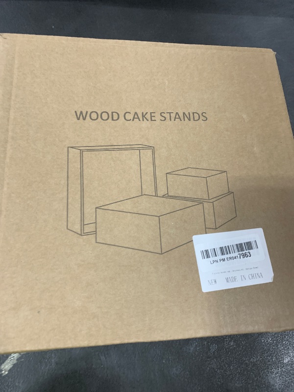 Photo 1 of WEASATRY 4 pieces wooden cake stands,antique brown cupcake stands for display,12 inches square wooden crates ,wood display risers for wedding,birthday party,Christmas,etc. (Antique Brown)