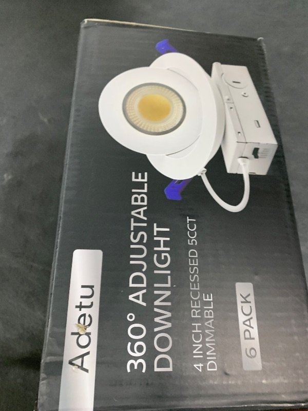 Photo 1 of Adetu 4 inch 5CCT Gimbal Black Led Recessed Lights, 360°+90° Adjustable Directional Recessed Lighting, 2700K/3000K/3500K/4000K/5000K Dimmable Retrofit Eyeball Can Lights with Jbox, ETL?Black, 6 Pack?