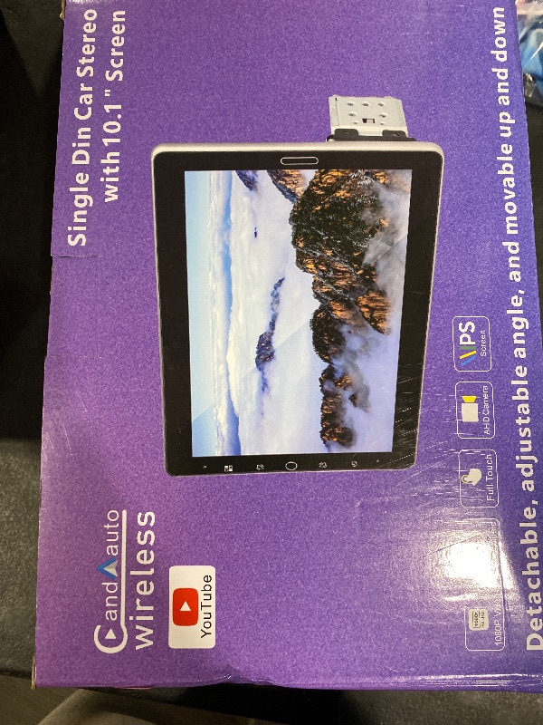 Photo 1 of 10.1 inch Single Din Car Stereo with Wireless Carplay 10 inch Touchscreen Radio Support AM FM Radio/YouTube Video/Car Play/Android Auto/Bluetooth/SWC + Backup Camera + Mic
