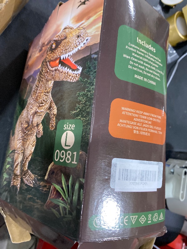 Photo 1 of Dinosaur Costume Adult Inflatable Raptor Onesies Blow Up T-rex Dino Full Body Funny Halloween Costume for Men Women Teens
