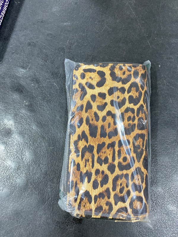 Photo 1 of B BRENTANO Vegan Leather Double Zipper Pocket Wallet with Grip Hand Strap (Leopard Black)
