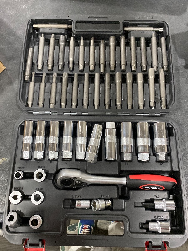 Photo 1 of BILITOOLS 50PCS Shock Absorber Strut Nut Socket Set Master Suspension Strut Top Mount Nut Removal Install Automotive Tool with Ratchet Adaptors