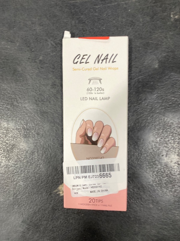 Photo 1 of JMEOWIO Gel Nail Stickers White Cream Pink Gradient Color Semi Cured Gel Nail Strips Wraps UV/LED Supplies Nails Art Design Decoration Accessories