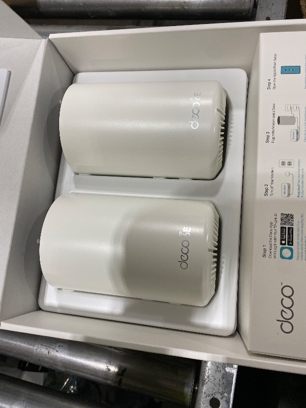 Photo 1 of TP-Link Deco XE75 AXE5400 Tri-Band WiFi 6E Mesh System - Covers up to 5500 Sq.Ft, Replaces WiFi Router and Extender, AI-Driven Mesh, 6GHz Band, 2-Pack