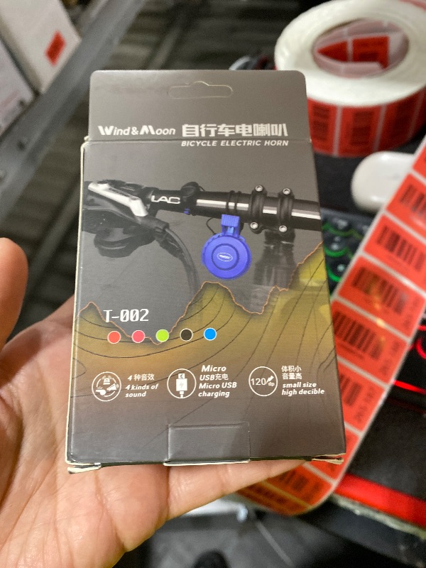 Photo 1 of LESOVI Electronic Bike Horn 120db Cycling Electric Bicycle Horn 4 Sound Modes with Rechargeable Battery Waterproof Bicycle Bell for Kids Boys Adults Mountain Bike/Adjustable (E-BIKEBELL-Blue)